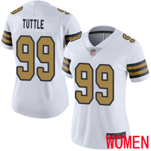New Orleans Saints Limited White Women Shy Tuttle Jersey NFL Football #99 Rush Vapor Untouchable Jersey->women nfl jersey->Women Jersey